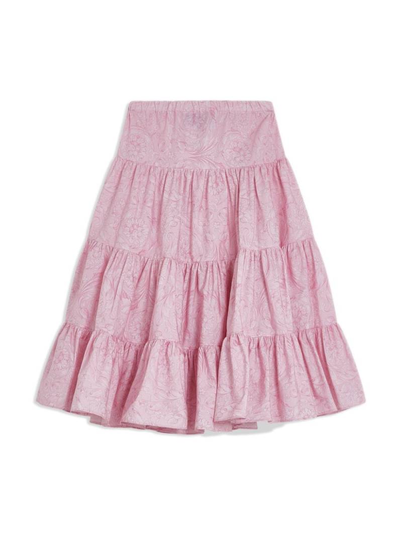 Versace Kids Barocco-print tiered skirt - Pink von Versace Kids