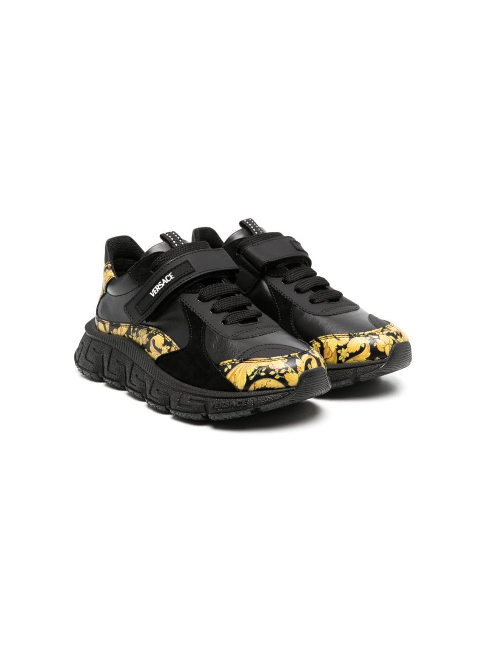 Versace Kids Barocco print touch-strap sneakers - Black von Versace Kids