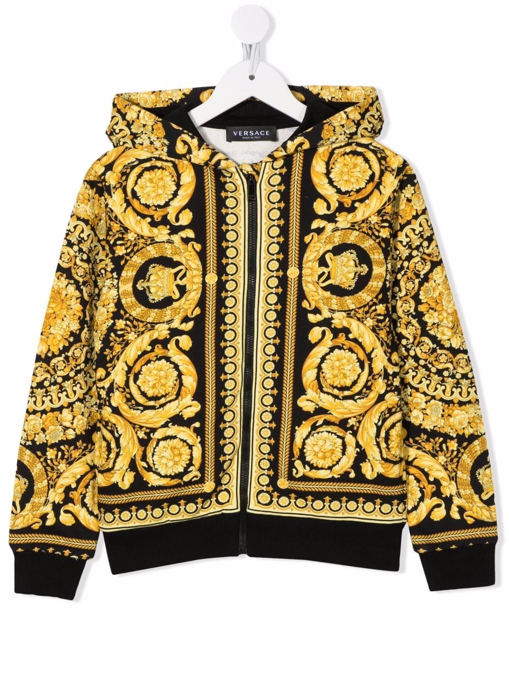 Versace Kids Barocco-print zip-up hoodie - Black von Versace Kids