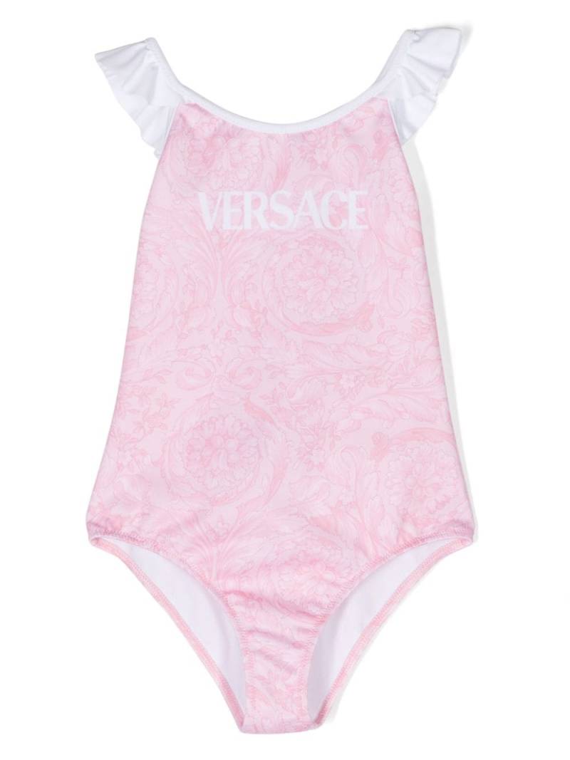 Versace Kids Barocco ruffle-detailed swimsuit - Pink von Versace Kids