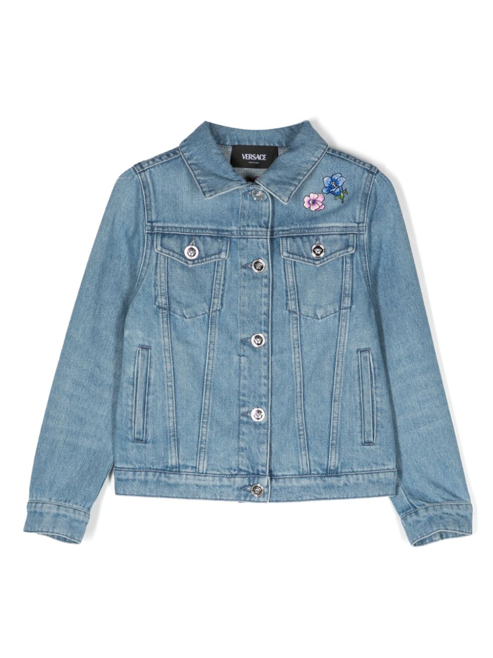 Versace Kids Blossom denim jacket - Blue von Versace Kids