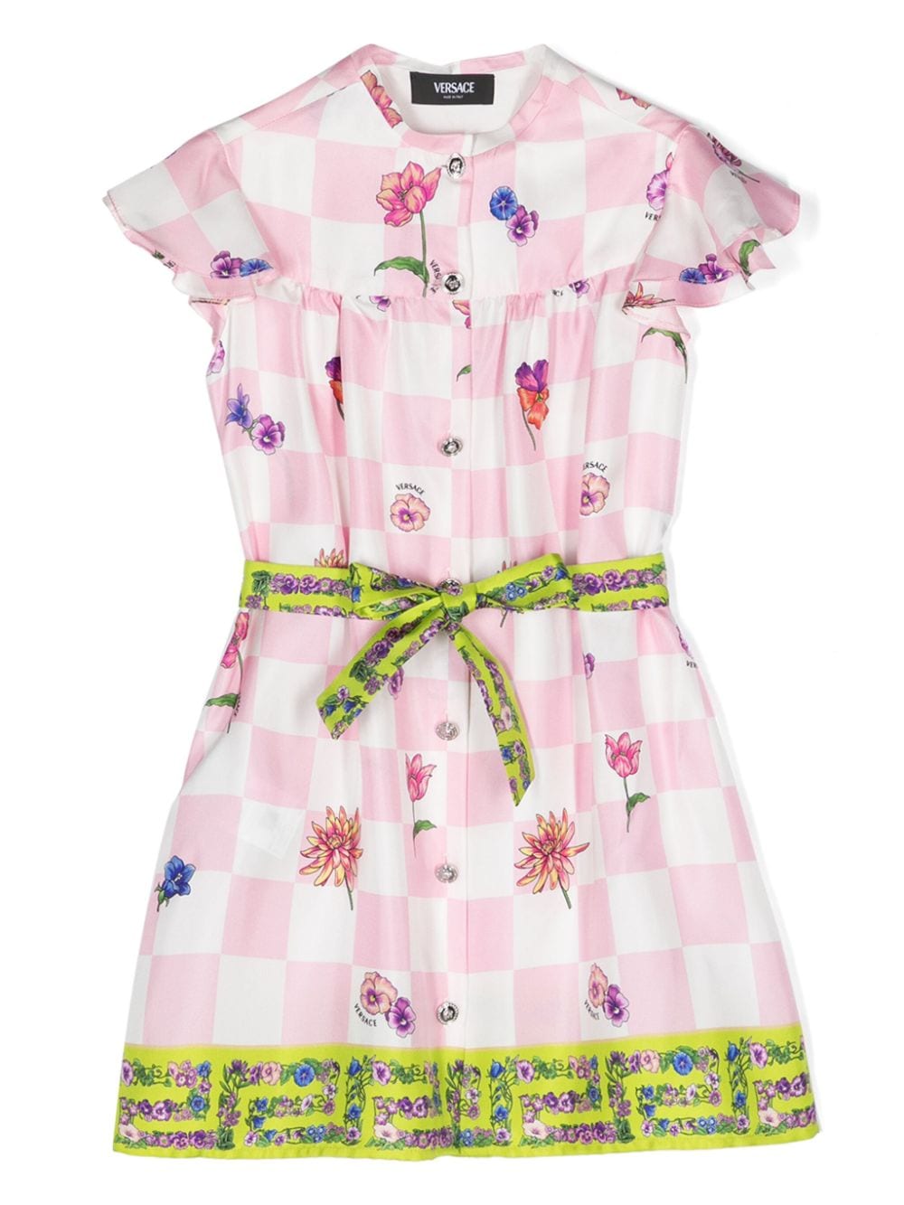 Versace Kids Blossom-print silk shirt dress - White von Versace Kids