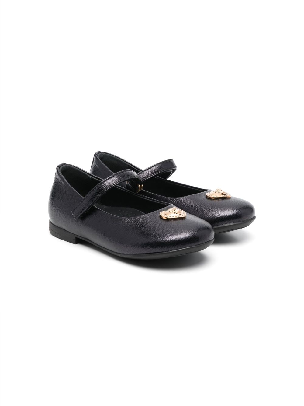 Versace Kids Heart Medusa leather ballerina shoes - Black von Versace Kids