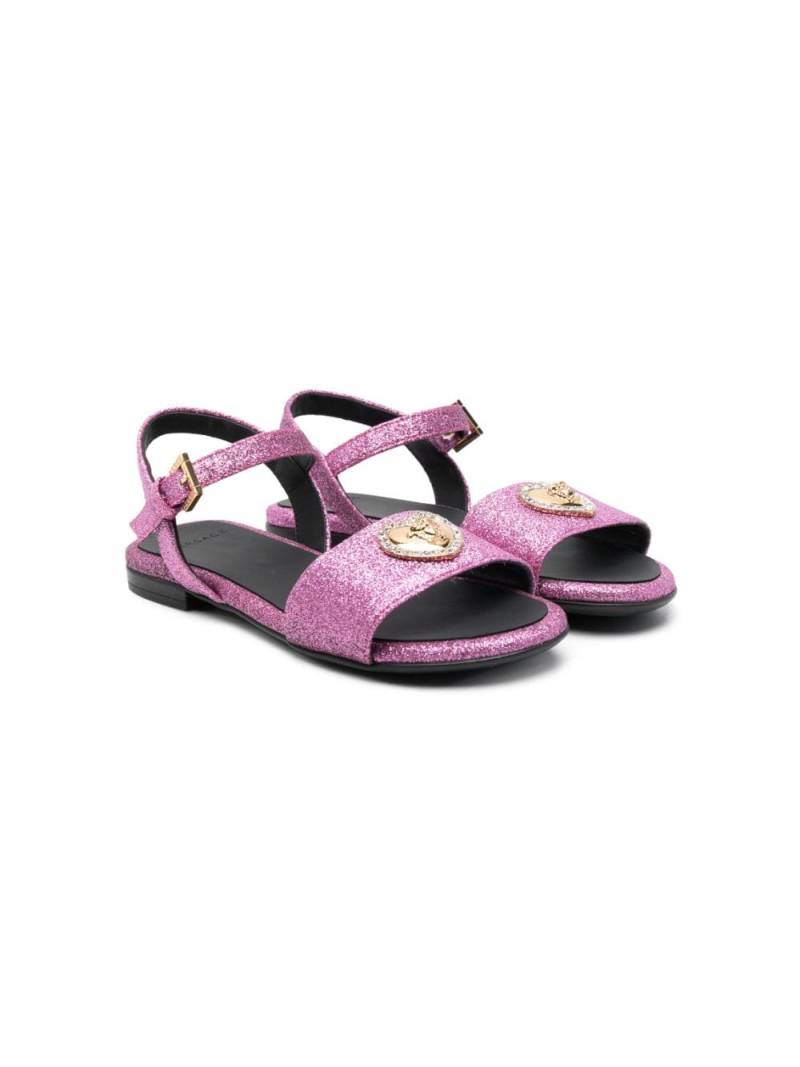 Versace Kids Crystal Hearts glitter leather sandals - Pink von Versace Kids