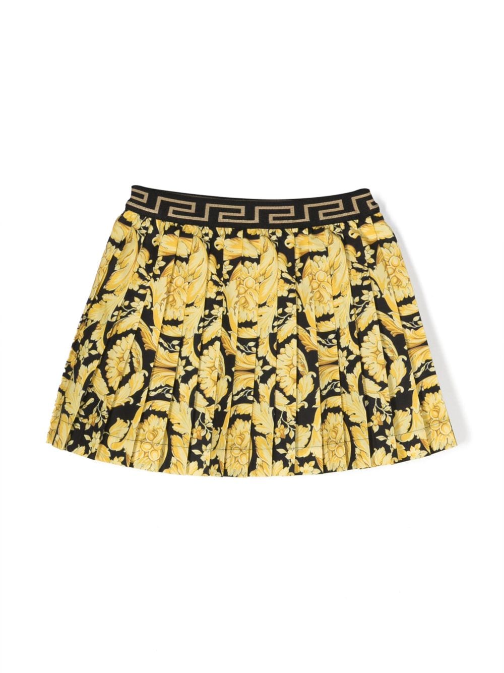 Versace Kids Gonna baroque-print pleated skirt - Black von Versace Kids