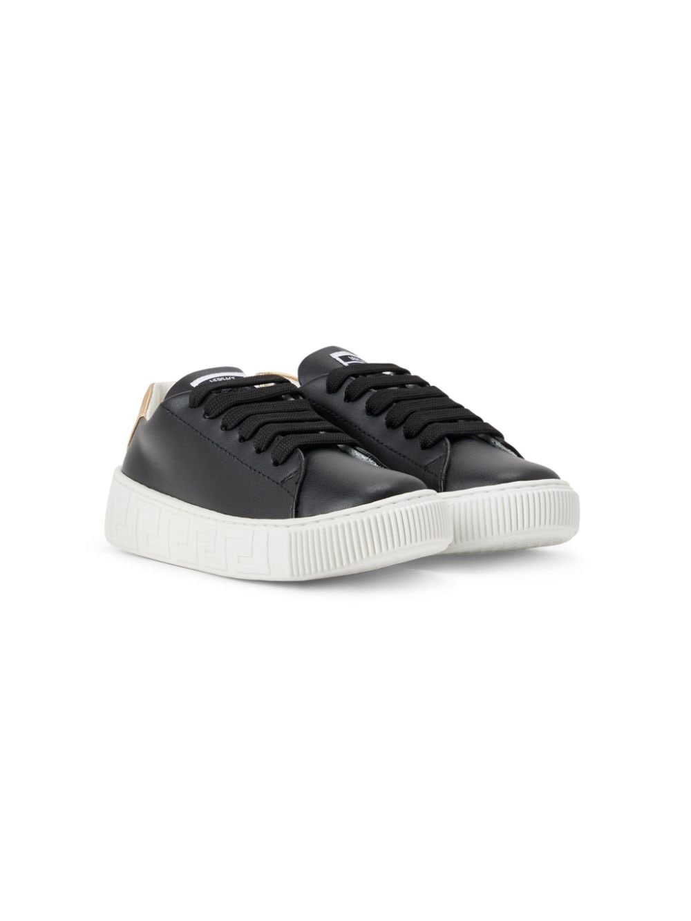 Versace Kids Greca-detail leather sneakers - Black von Versace Kids