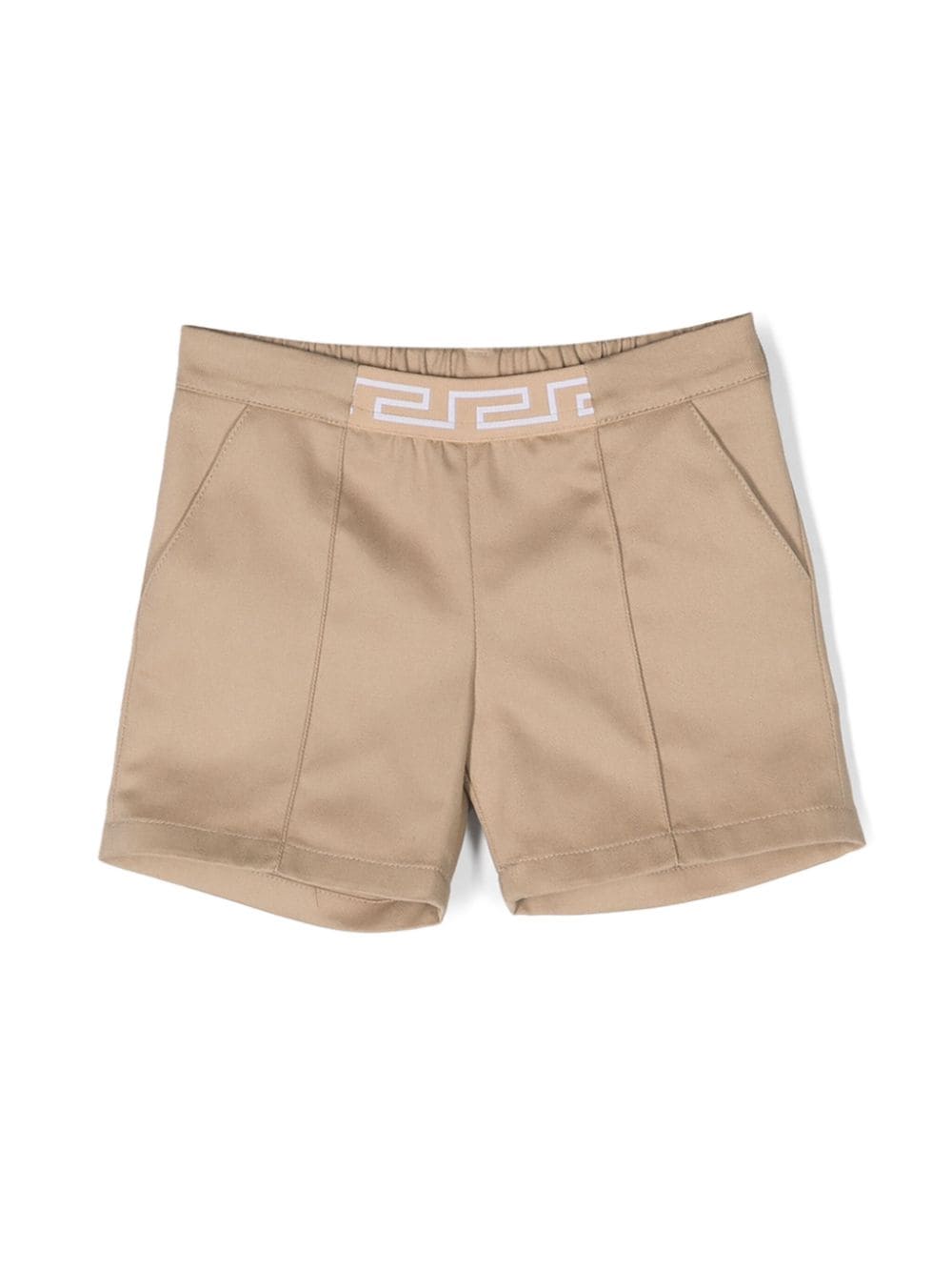 Versace Kids Greca-waistband cotton shorts - Neutrals von Versace Kids