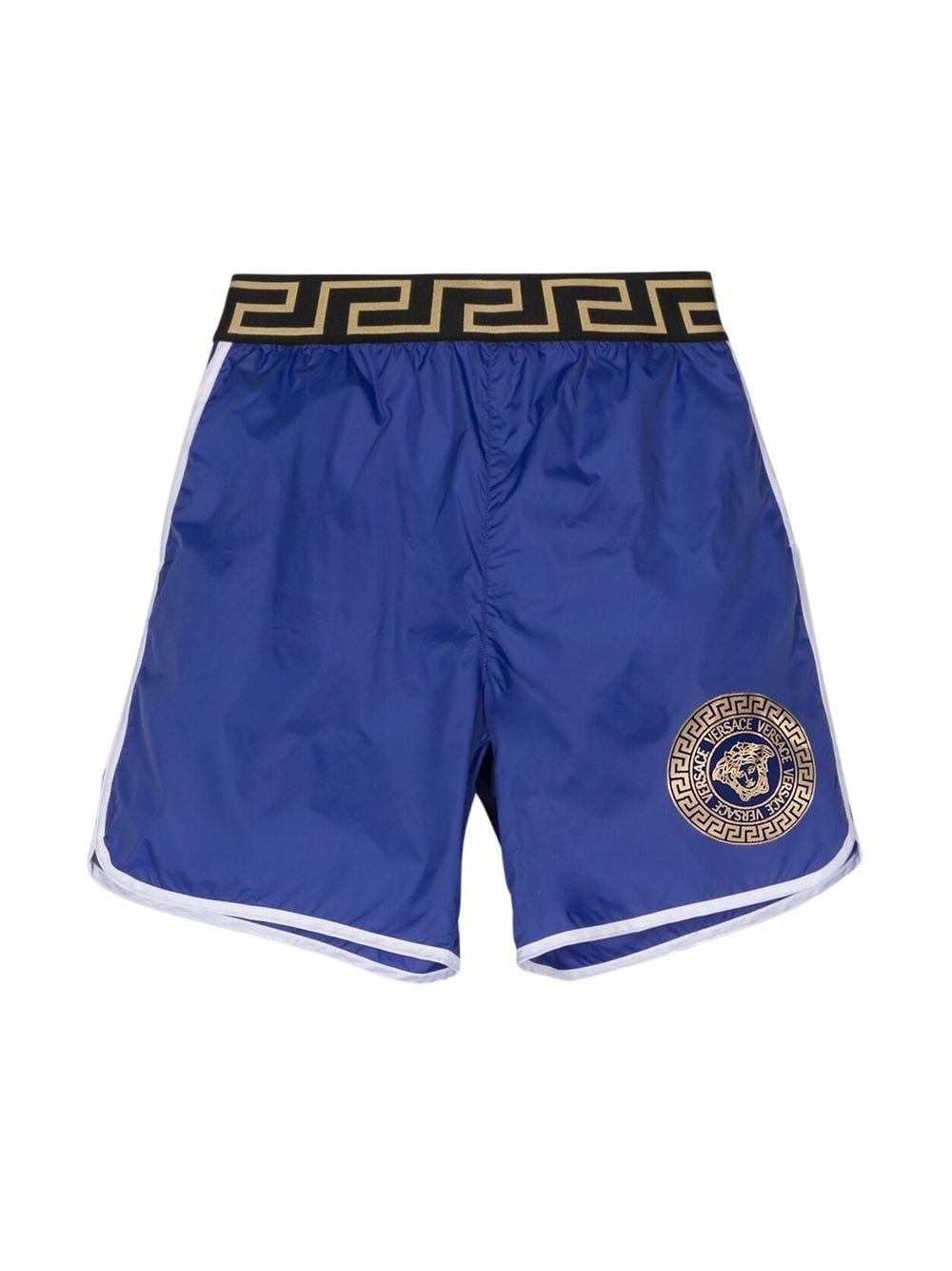 Versace Kids Greca-waistband detail swim shorts - Blue von Versace Kids