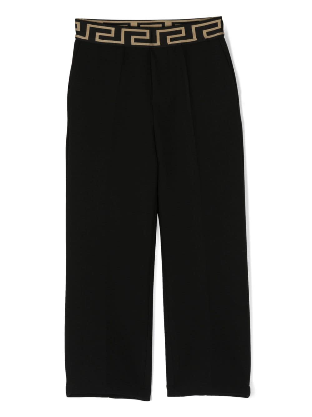 Versace Kids Greca-waistband straight-leg trousers - Black von Versace Kids