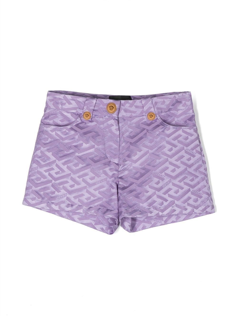 Versace Kids La Greca logo-jacquard shorts - Purple von Versace Kids