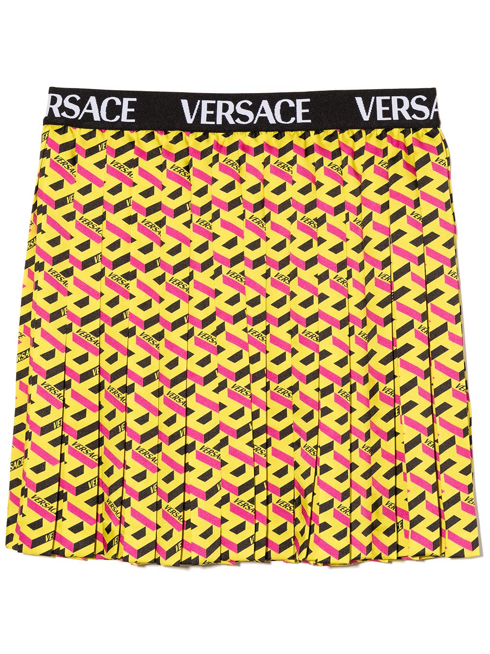 Versace Kids La Greca print pleated skirt - Yellow von Versace Kids