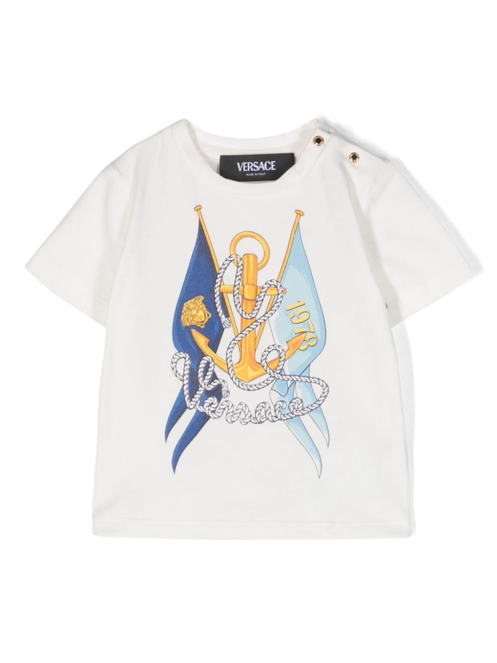 Versace Kids Marine-print cotton T-shirt - White von Versace Kids