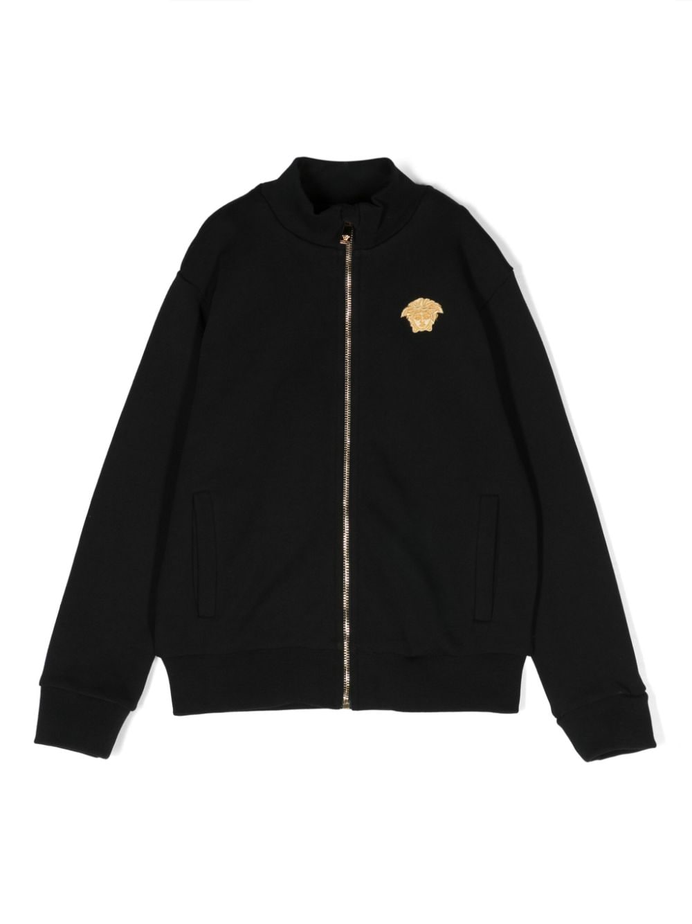 Versace Kids Medusa Head-patch zip-up sweatshirt - Black von Versace Kids