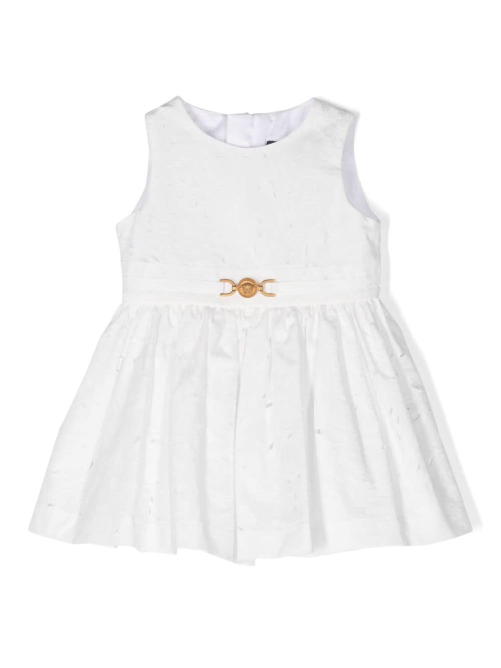 Versace Kids Medusa-plaque broderie anglaise dress - White von Versace Kids