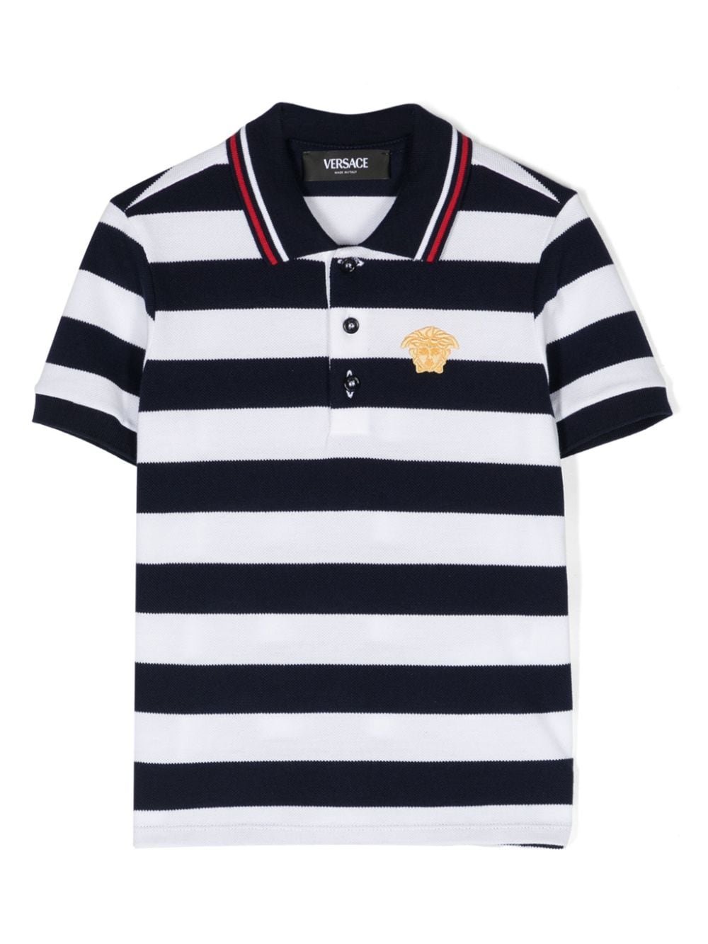 Versace Kids Nautical Stripe cotton polo shirt - Blue von Versace Kids