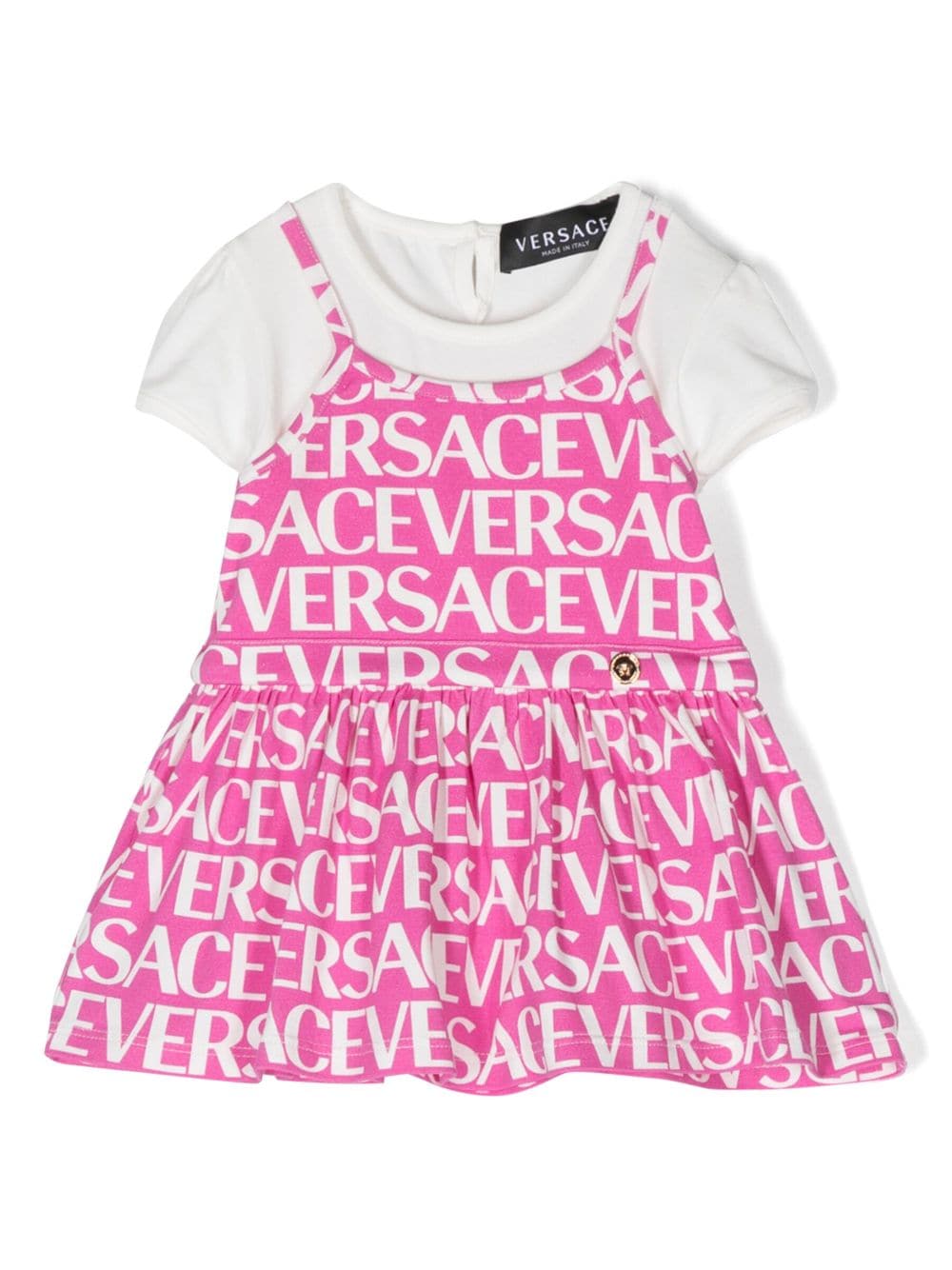 Versace Kids all-over logo-print layered dress - Pink von Versace Kids