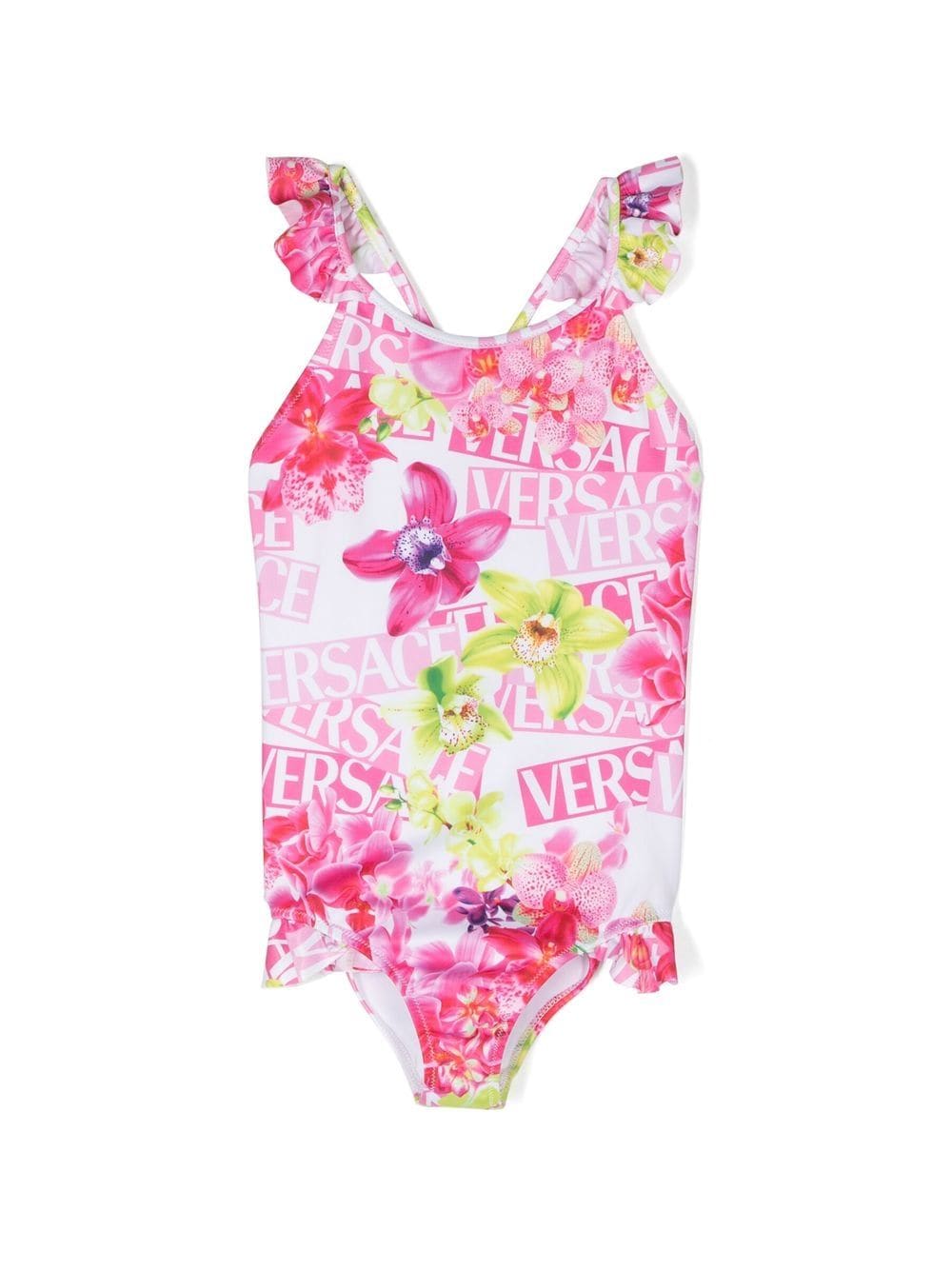 Versace Kids all-over logo-print swimsuit - White von Versace Kids