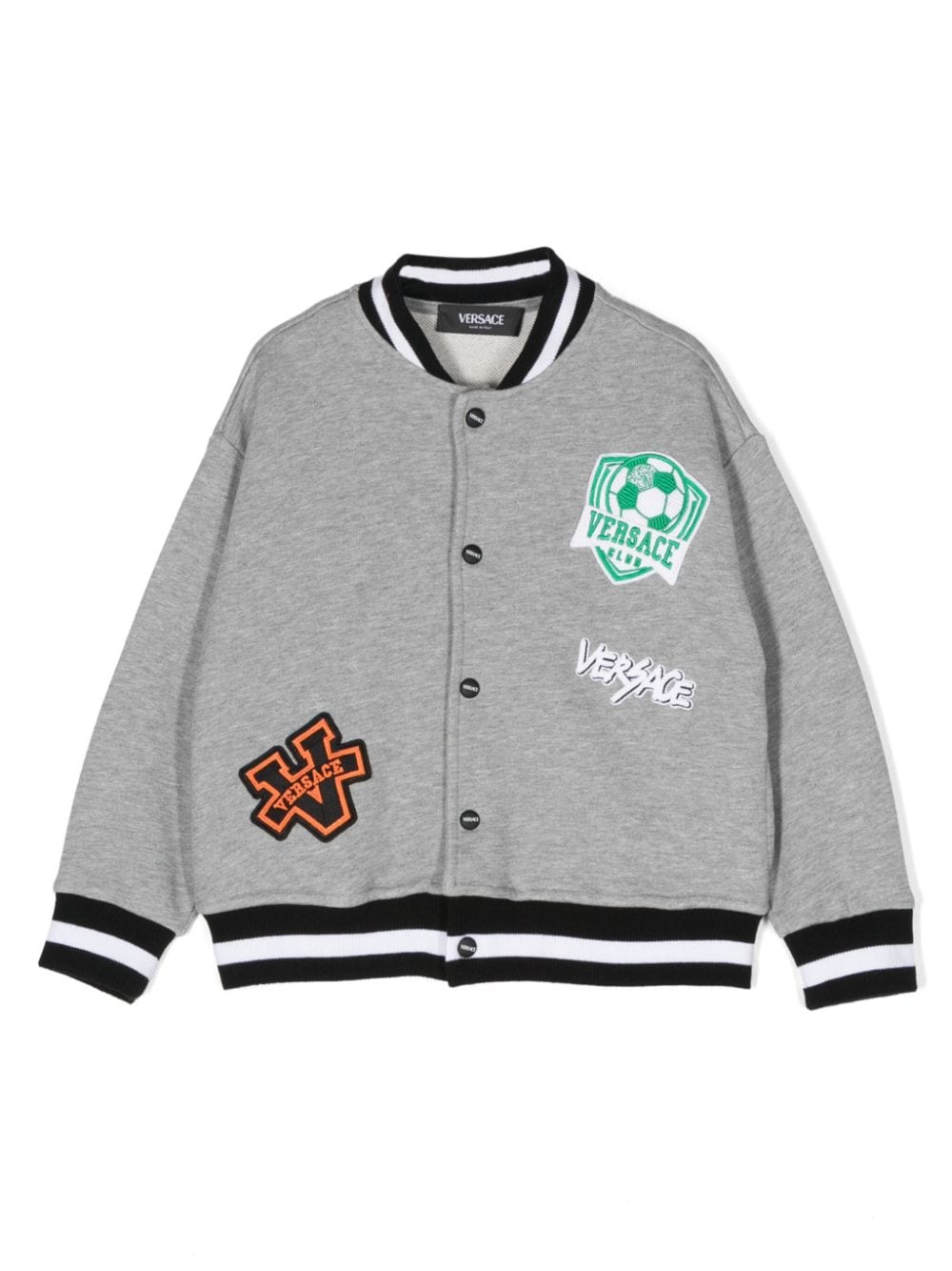 Versace Kids appliqué-logo bomber jacket - Grey von Versace Kids