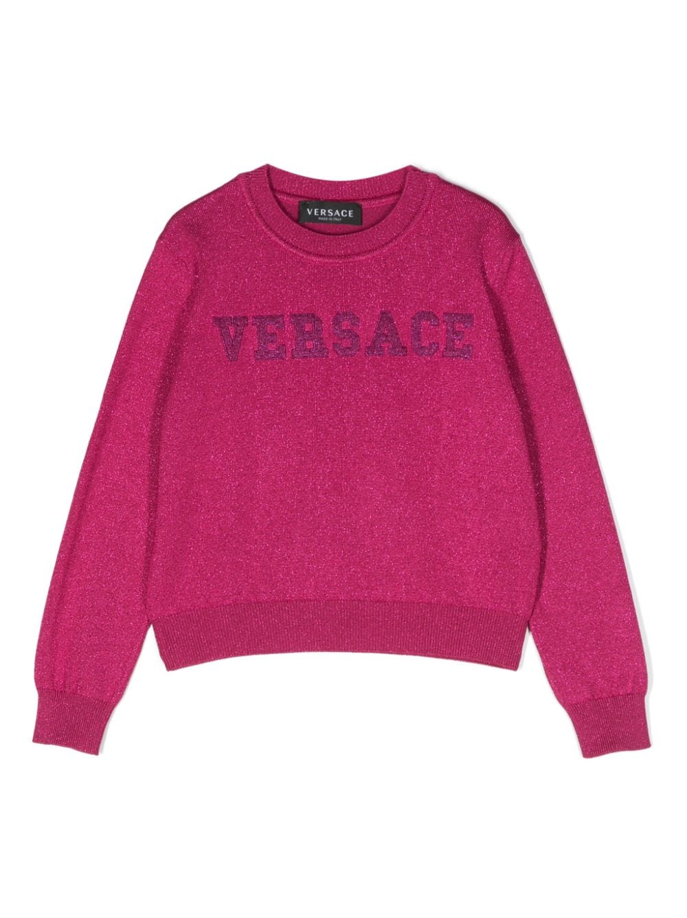 Versace Kids appliqué-logo crew-neck jumper - Pink von Versace Kids