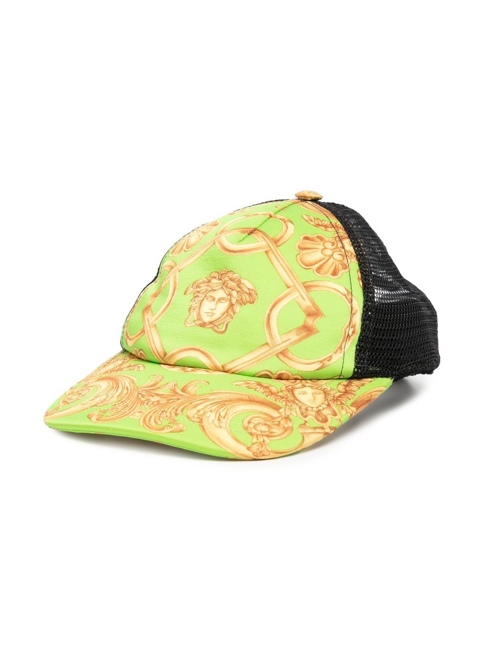 Versace Kids baroque logo-print mesh cap - Green von Versace Kids