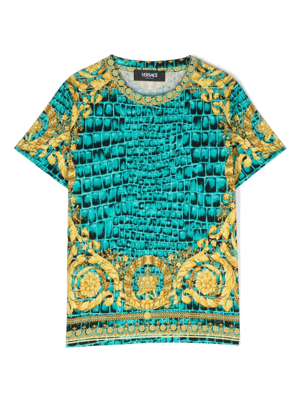 Versace Kids baroque-pattern print cotton T-shirt - Blue von Versace Kids