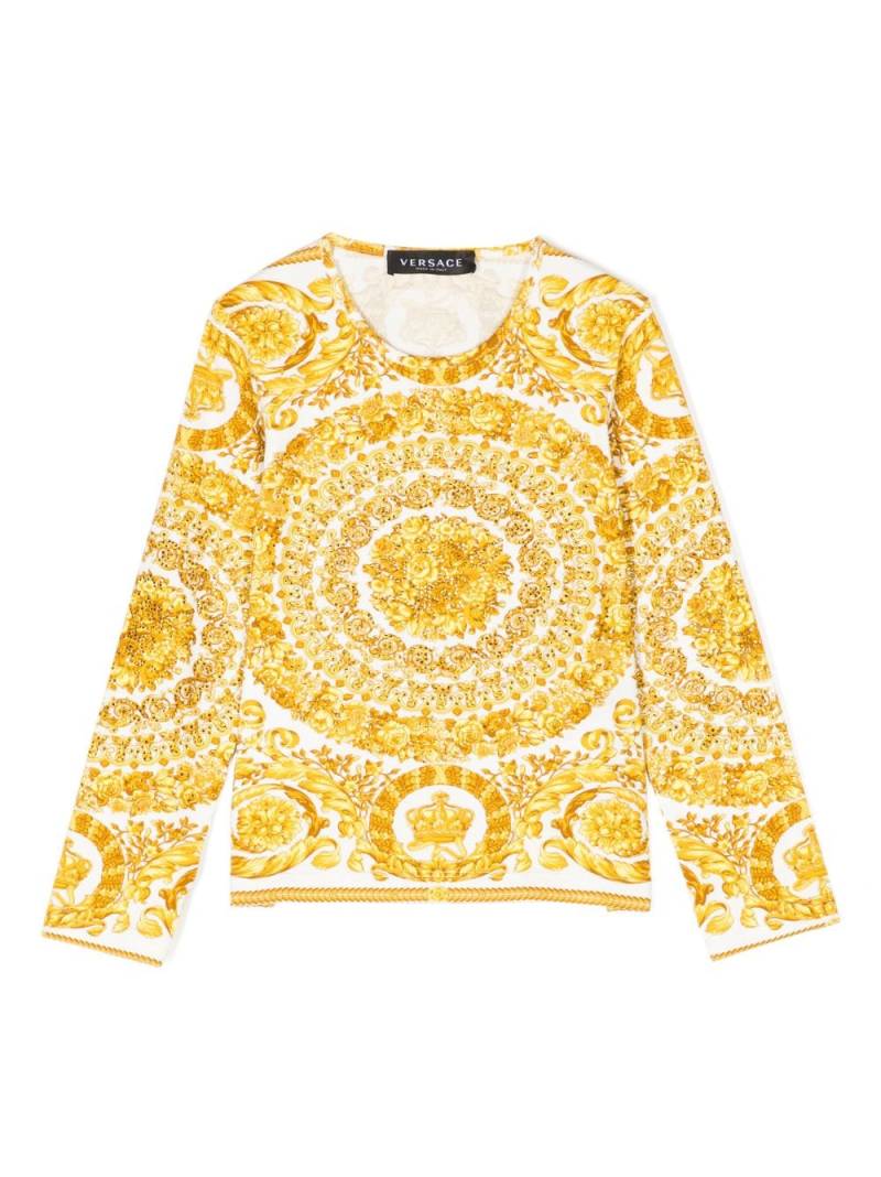 Versace Kids baroque-print cotton T-Shirt - Gold von Versace Kids