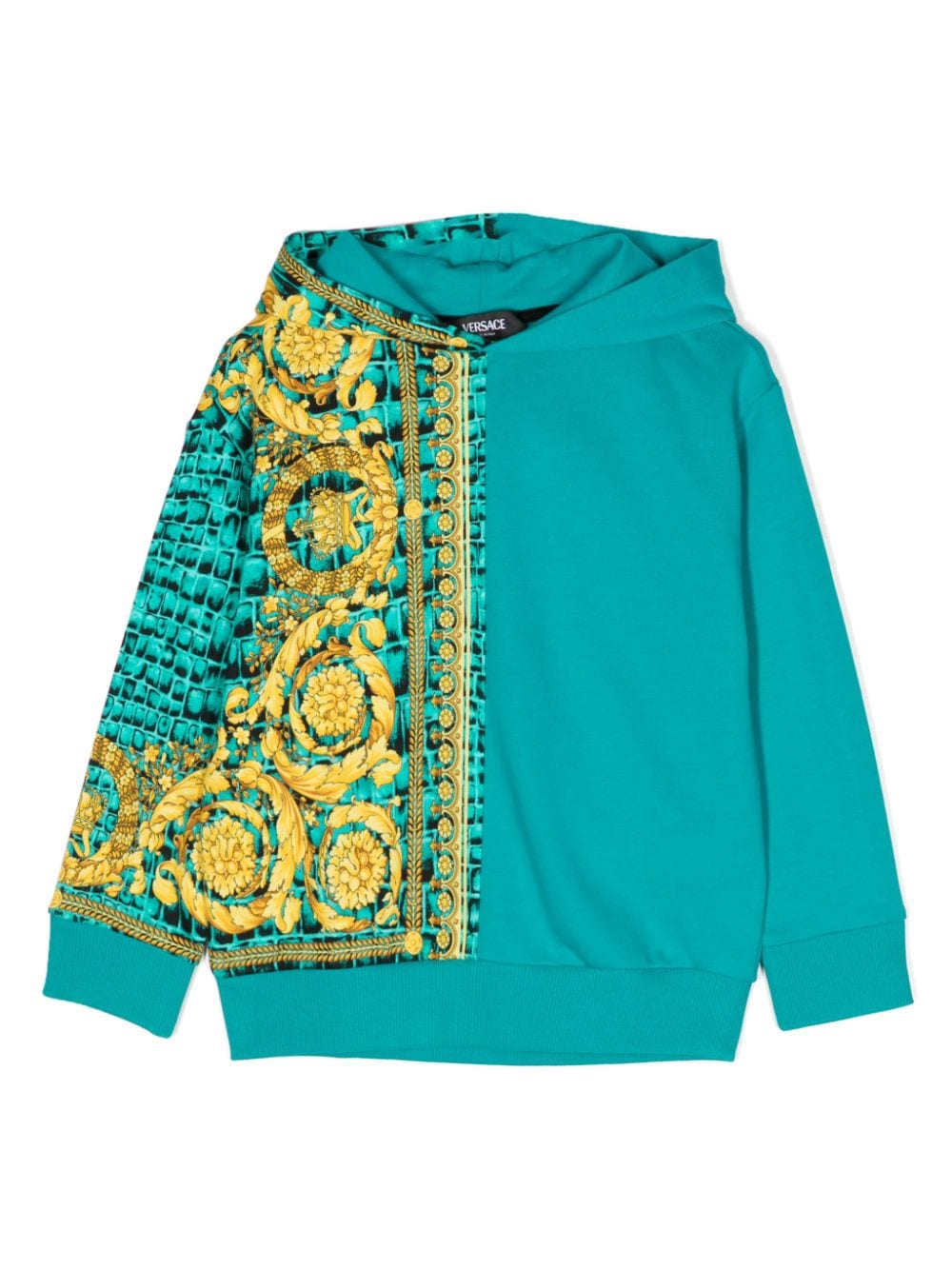 Versace Kids baroque-print panelled hoodie - Green von Versace Kids