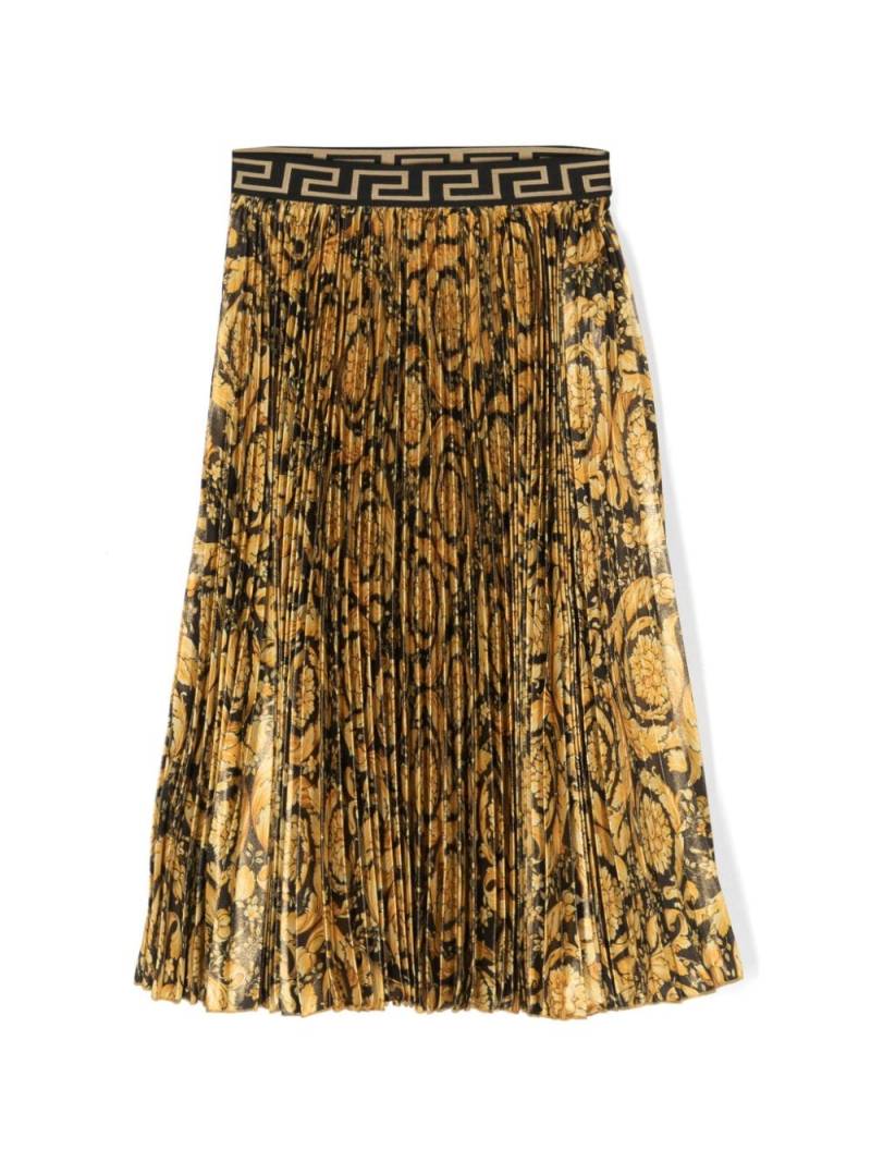 Versace Kids baroque-print pleated skirt - Black von Versace Kids