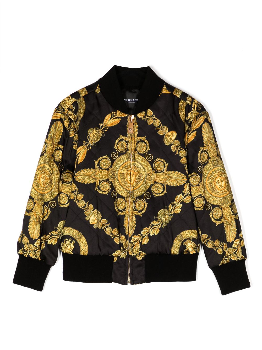 Versace Kids baroque-print quilted bomber jacket - Black von Versace Kids