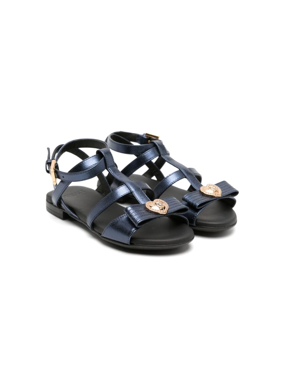 Versace Kids bow metallic leather sandals - Blue von Versace Kids