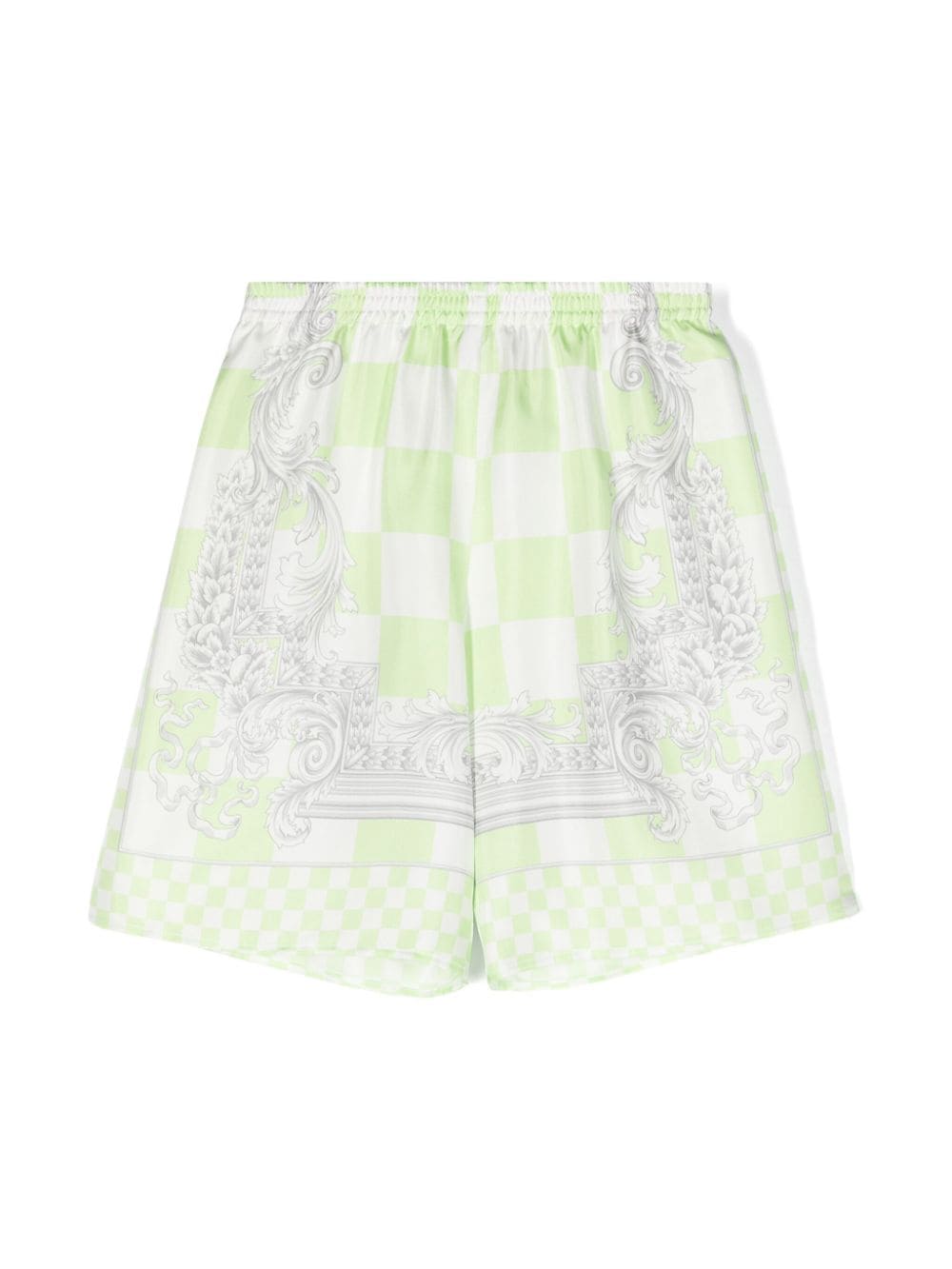 Versace Kids check-pattern silk shorts - Green von Versace Kids