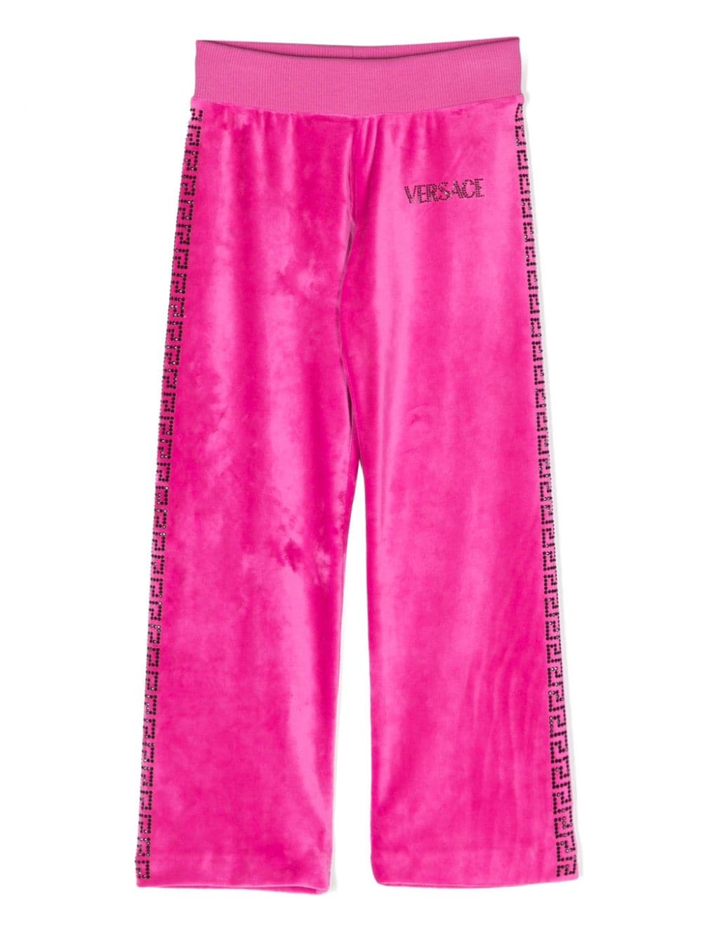 Versace Kids crystal-embellished Greca-print trousers - Pink von Versace Kids