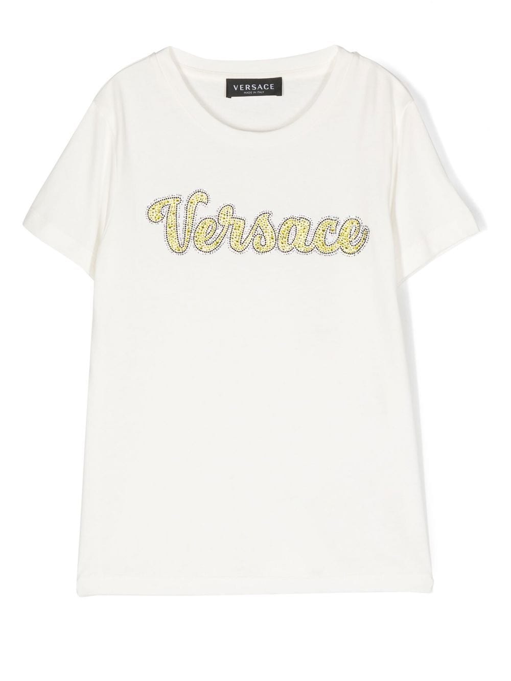 Versace Kids crystal-embellished logo T-shirt - White von Versace Kids