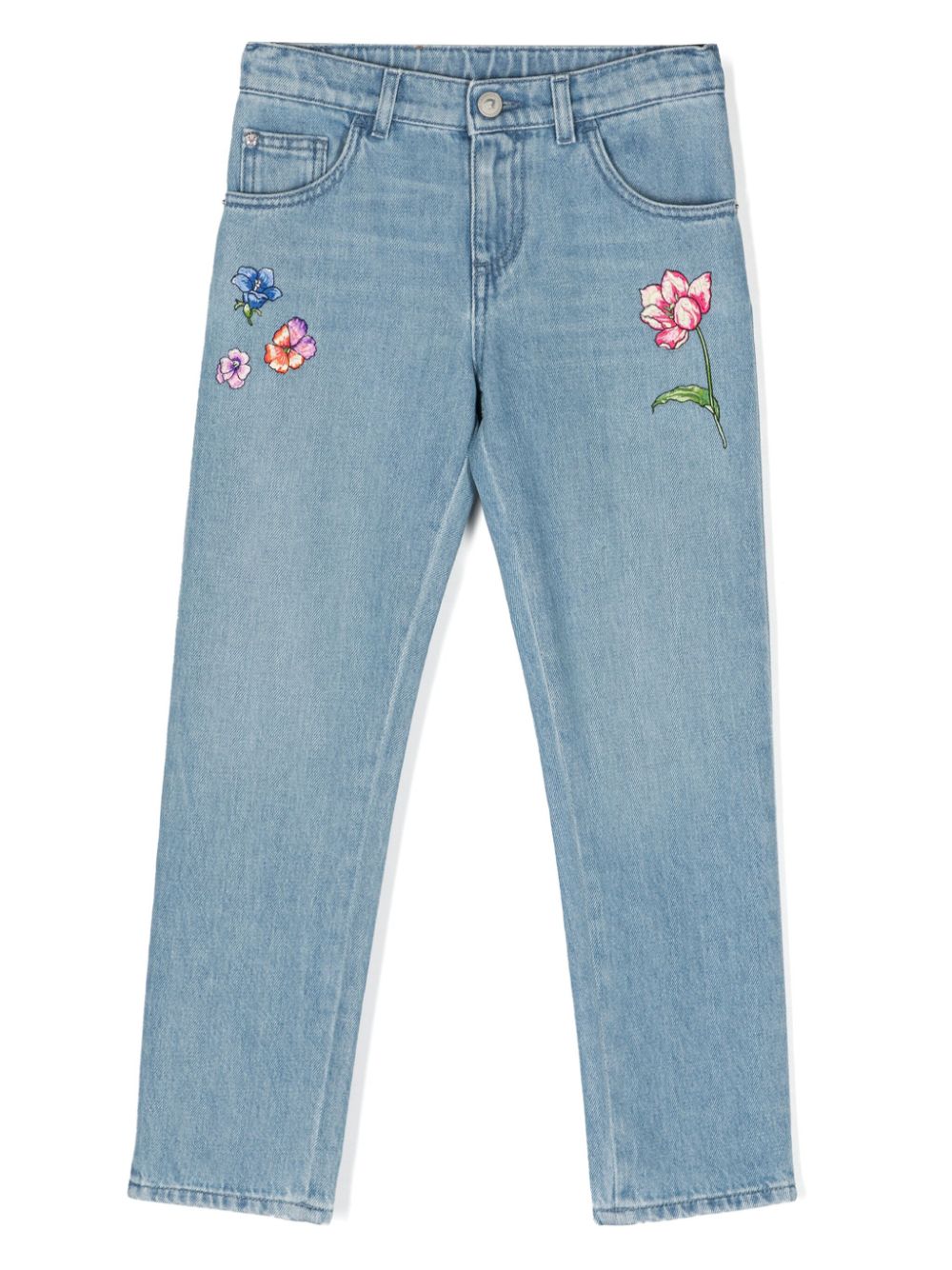 Versace Kids floral-embroidered skinny jeans - Blue von Versace Kids