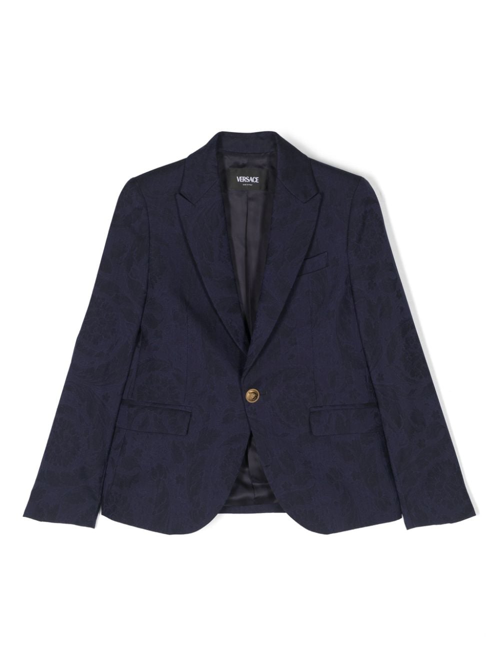 Versace Kids floral-jacquard wool blazer - Blue von Versace Kids