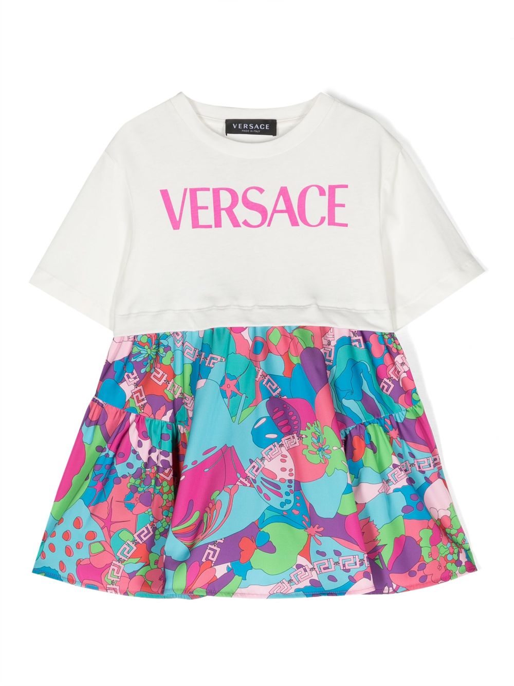 Versace Kids Floral Summer flared dress - White von Versace Kids