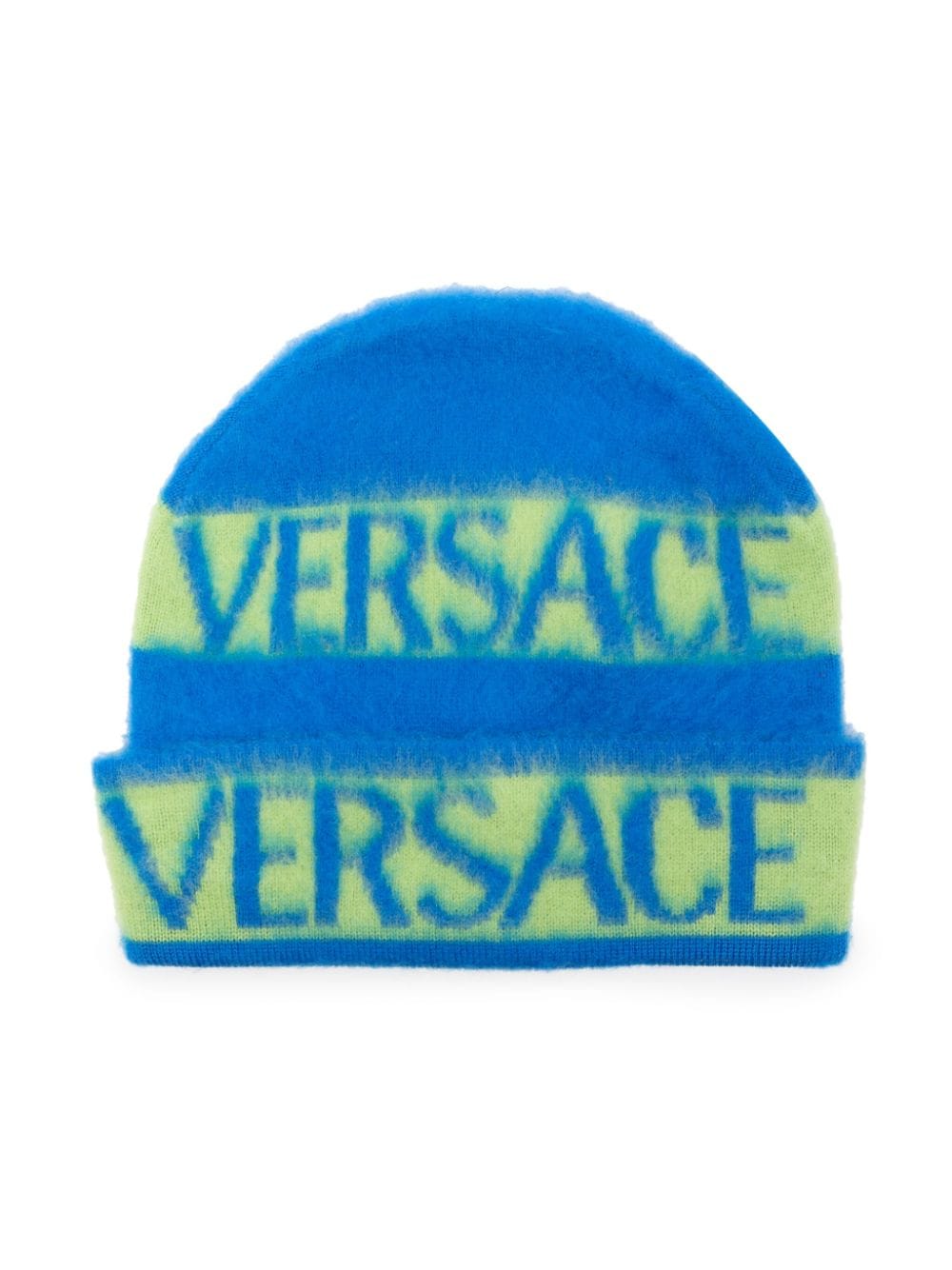 Versace Kids intarsia knit-logo virgin wool beanie - Blue von Versace Kids