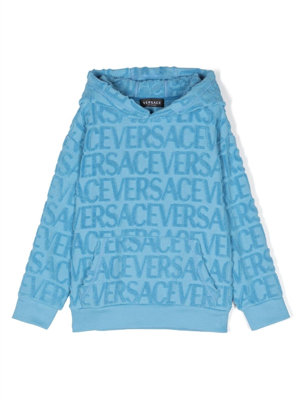 Versace Kids Versace Allover towel hoodie - Blue von Versace Kids