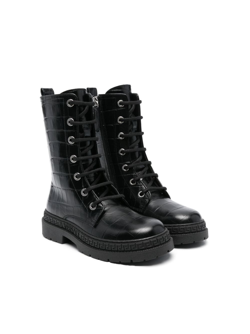 Versace Kids La Medusa leather boots - Black von Versace Kids