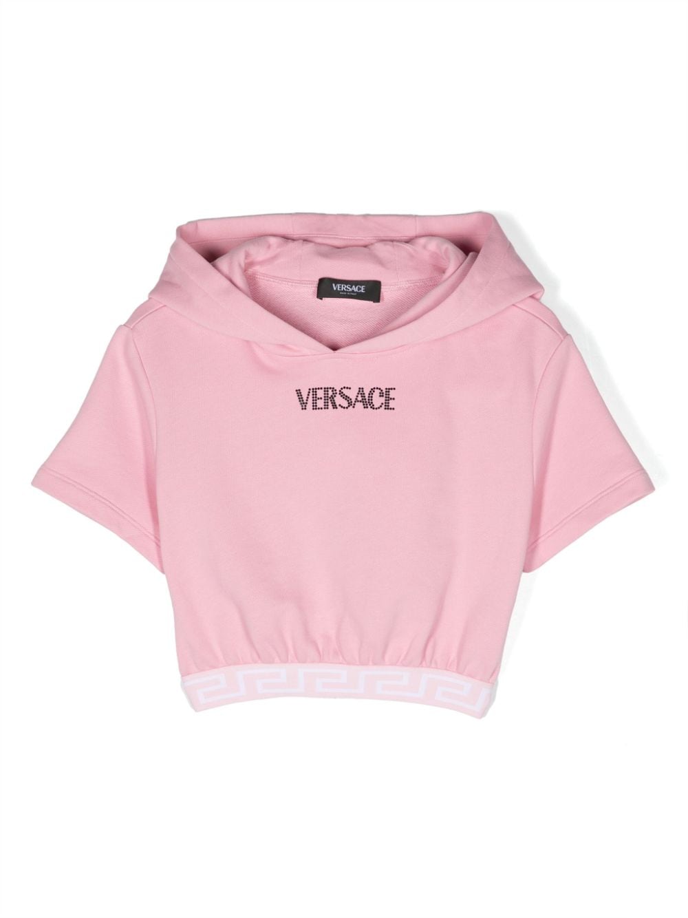 Versace Kids logo-embellished cropped hoodie - Pink von Versace Kids