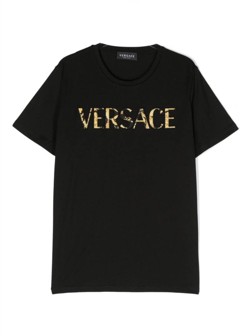 Versace Kids logo-embroidered cotton T-shirt - Black von Versace Kids