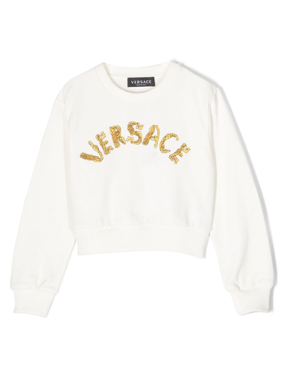 Versace Kids logo-embroidered cotton sweatshirt - White von Versace Kids