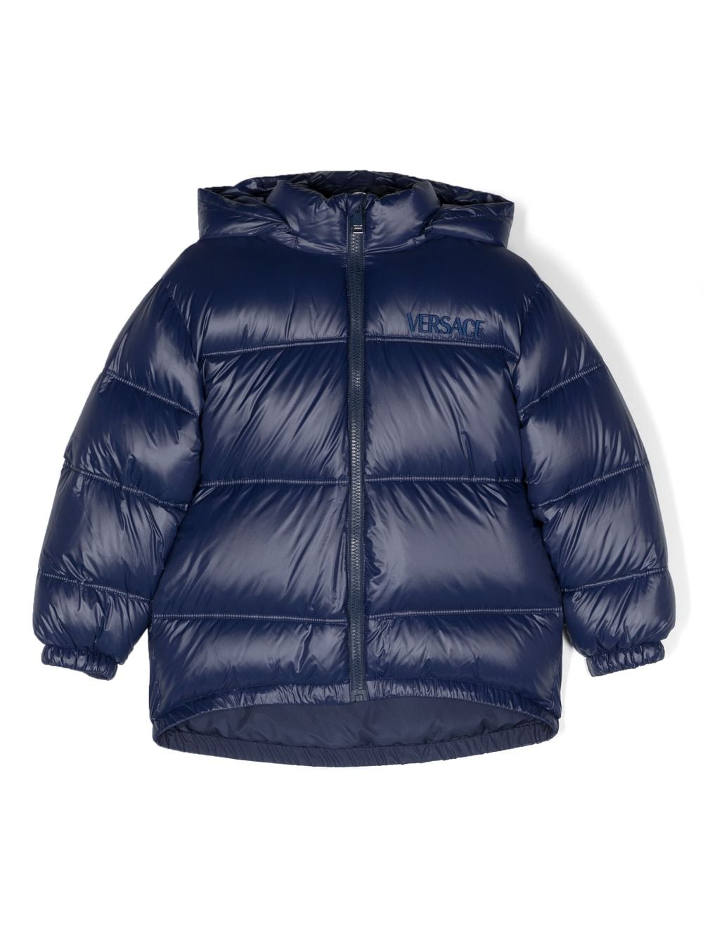 Versace Kids logo-embroidered padded jacket - Blue von Versace Kids