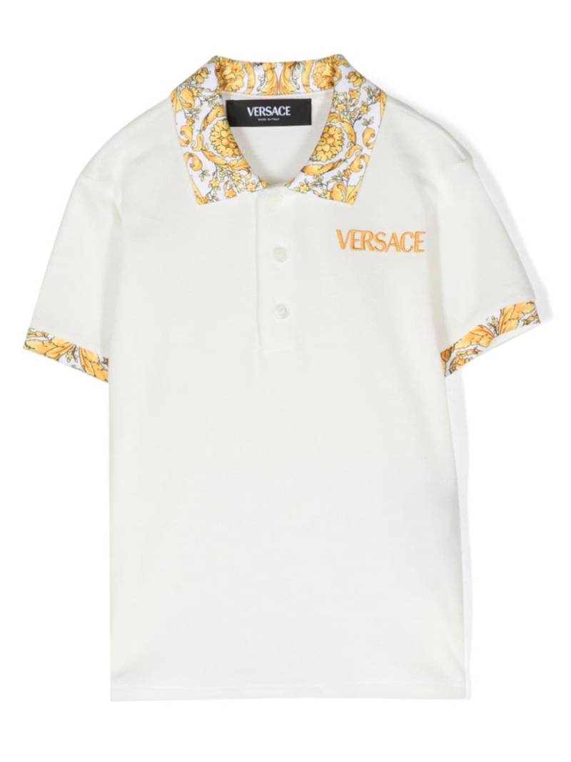 Versace Kids logo-embroidered piqué polo shirt - White von Versace Kids