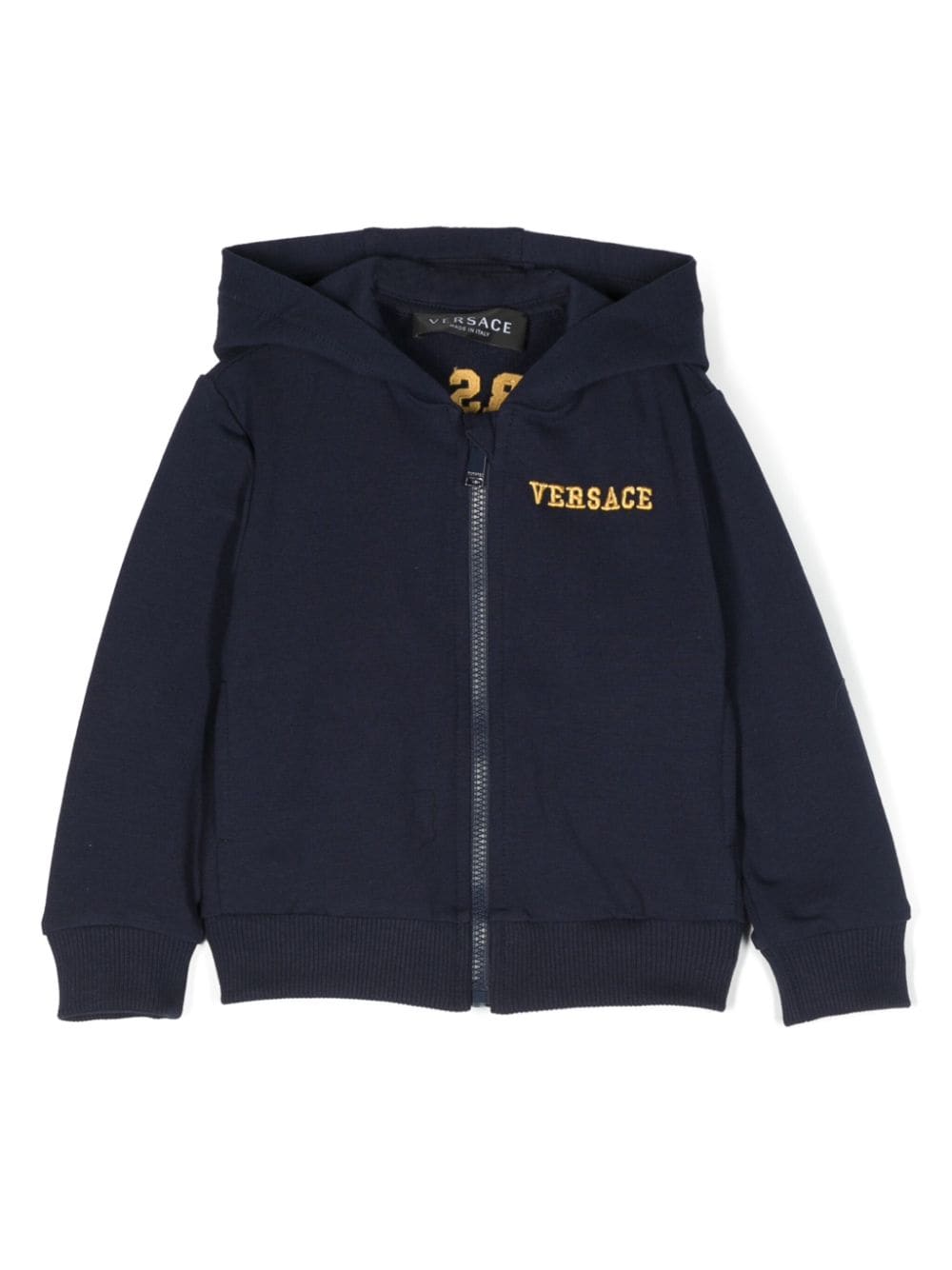 Versace Kids logo-embroidered zipped hoodie - Blue von Versace Kids