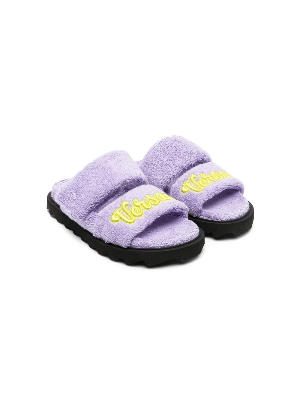 Versace Kids logo-patch slides - Purple von Versace Kids