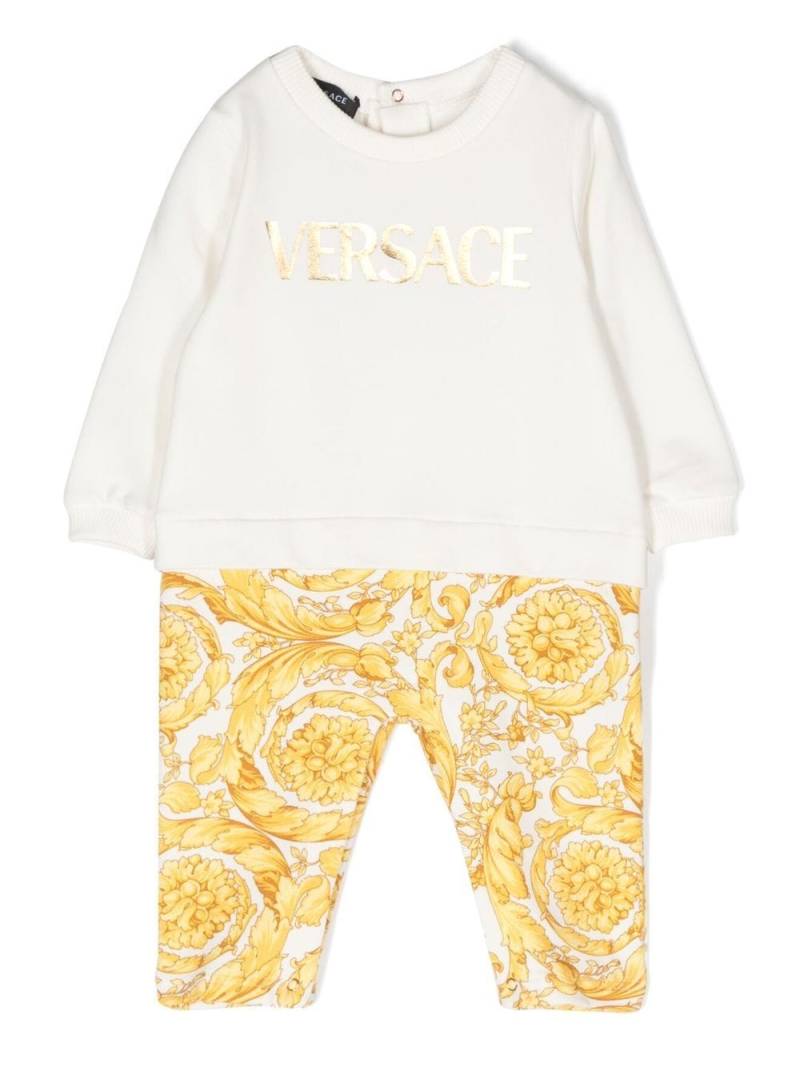 Versace Kids logo-print press-stud fastening babygrow - White von Versace Kids