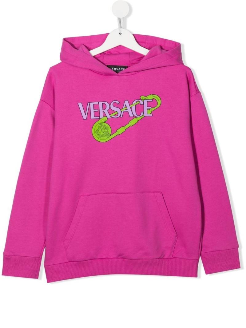 Versace Kids logo-print cotton hoodie - Pink von Versace Kids