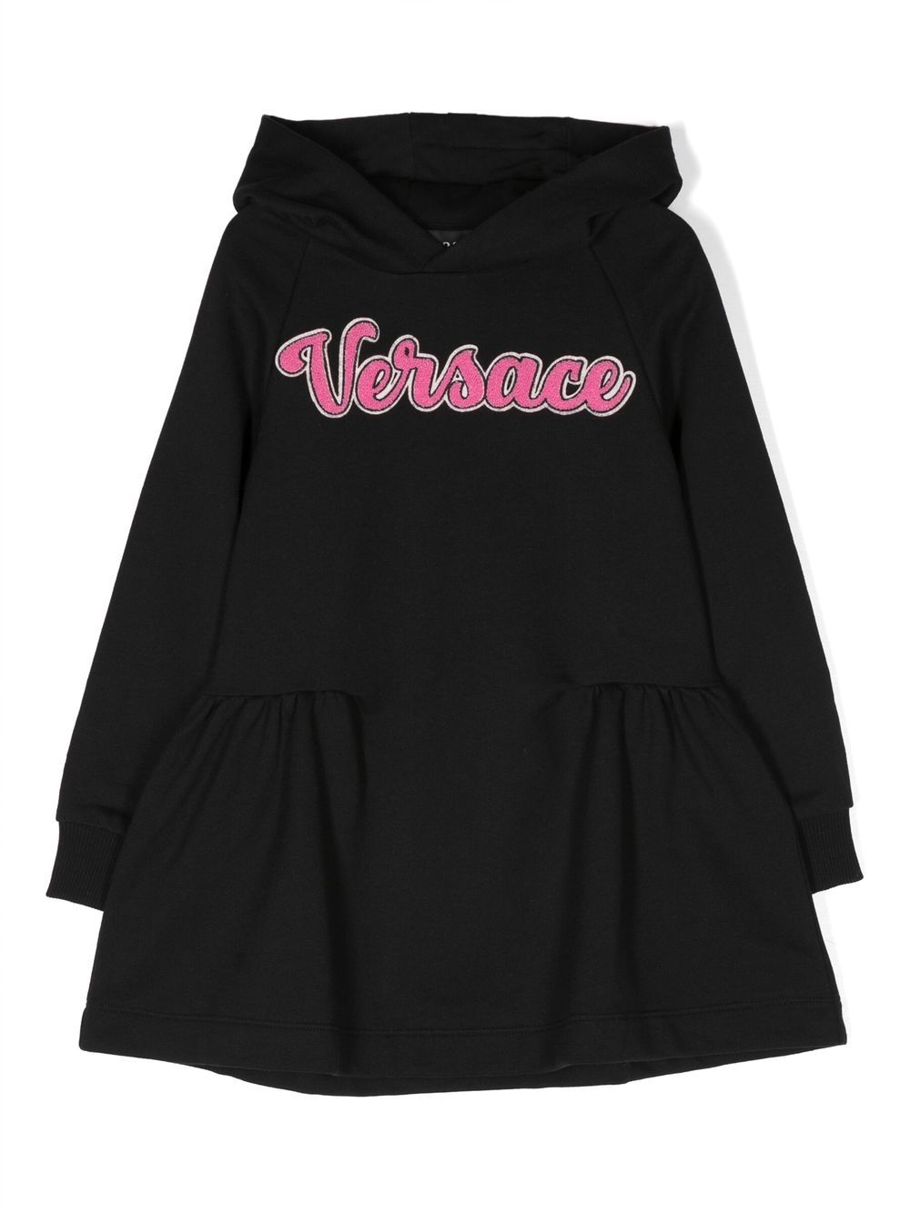 Versace Kids logo-print hooded dress - Black von Versace Kids