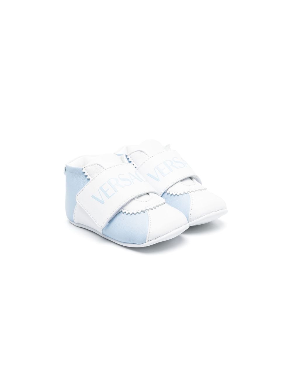 Versace Kids logo-print leather crib shoes - White von Versace Kids